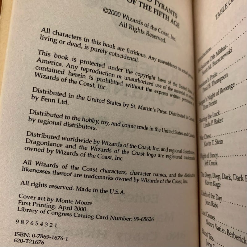 DragonLance: Complete Tales of the Fifth Age Trilogy: Relics and Omens, Heroes and Fools, Rebels and Tyrants, All First Edition First Printing