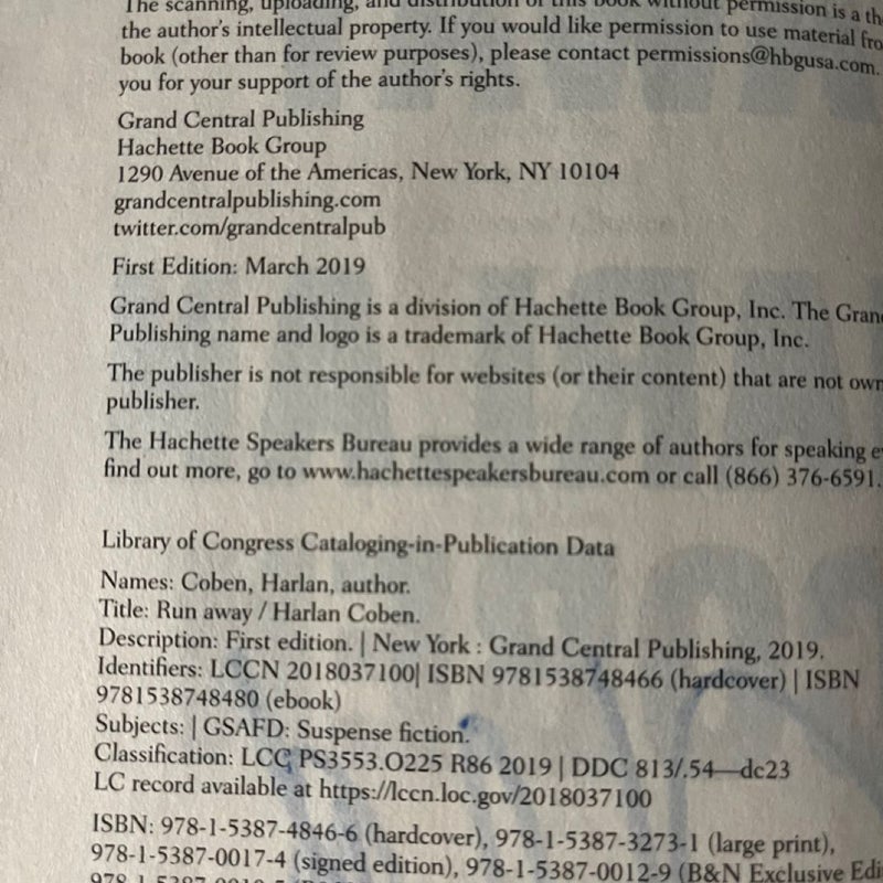 Run Away - signed by the author