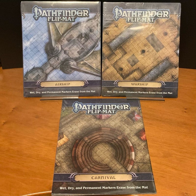 Pathfinder Flip-Mat Lot: Airship, Warship, Carnival, NEW in wrap