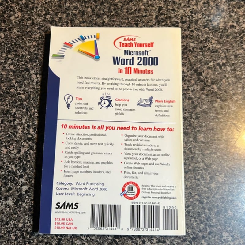 Teach Yourself Microsoft Word 2000 in 10 Minutes