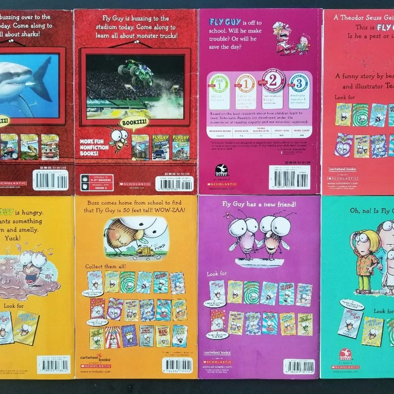 LOT OF 8 FLY GUY TEDD ARNOLD SCHOLASTIC PB BOOK LOT SHARKS HOLO & FOIL 2008-2016