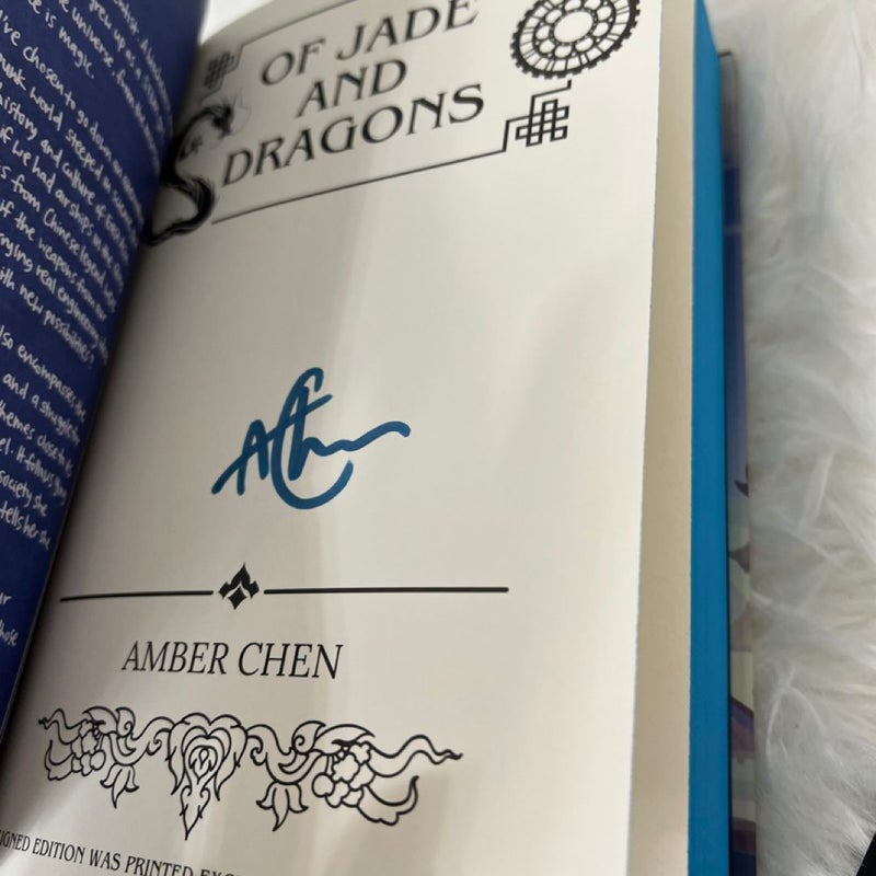 Owlcrate Exclusive Of Jade And Dragons Amber Chen Sprayed Edge Illustrated Book