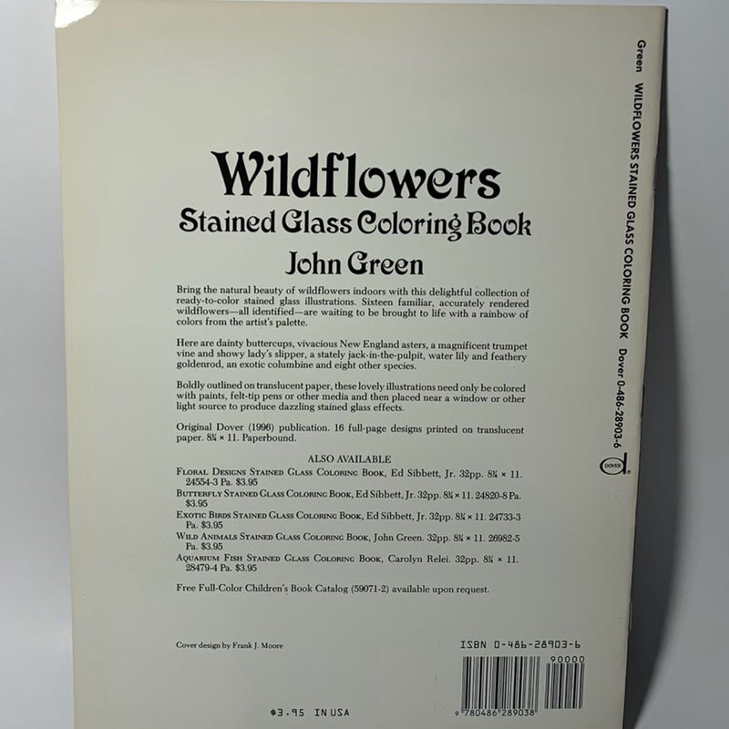 Wildflowers & Exotic Birds Vintage Stained Glass Coloring Book Lot 90s Nature
