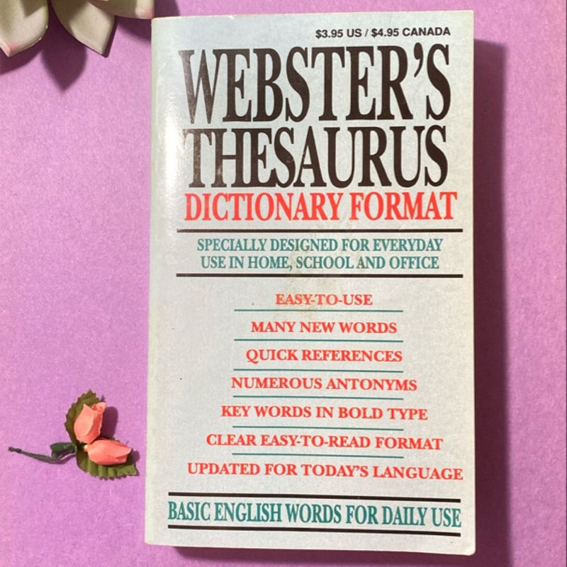 Webster’s Thesaurus Dictionary Format