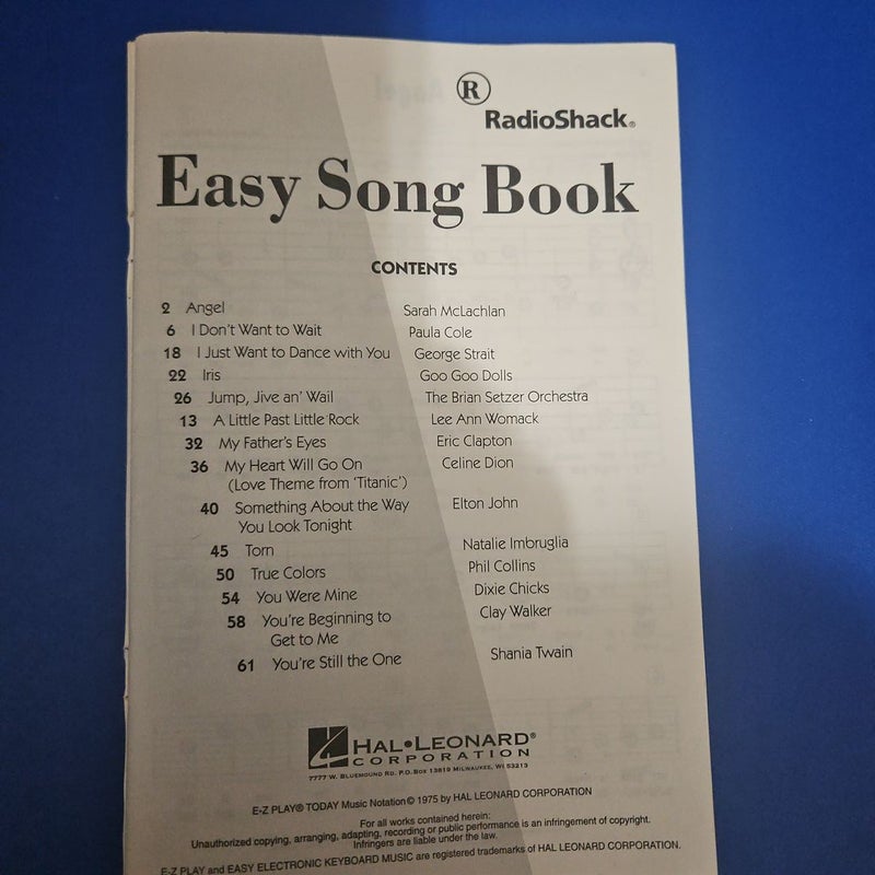 RadioShack Easy Song Book