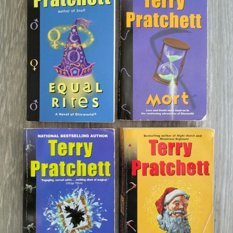 DISCWORLD SERIES BY LOT OF 4 TERRY PRATCHET: MORT WITCHES HOGFATHER EQUAL RITES