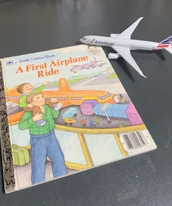 My First Airplane Ride Golden Book 1988 + Toy Airplane