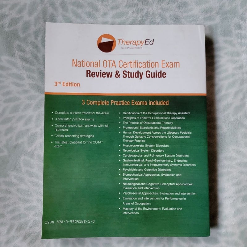 COTA Certification Exam Review Study Guide 3rd Third Edition Rita Fleming Book