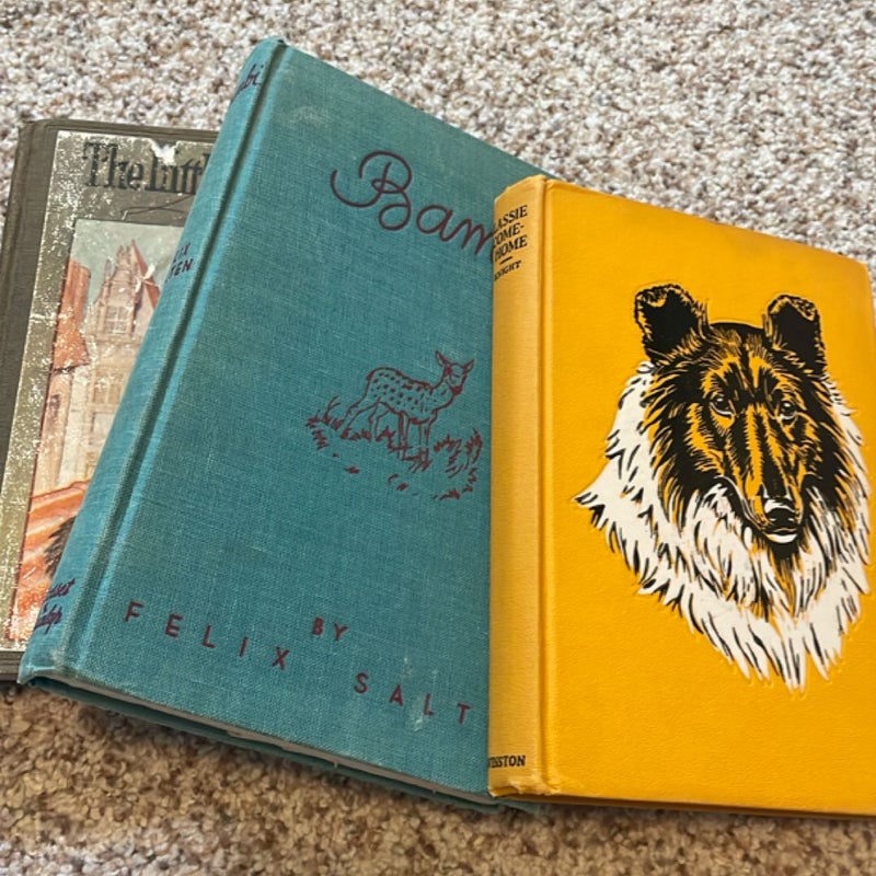 Vintage books Bambi, lassie comes home, the little lame prince