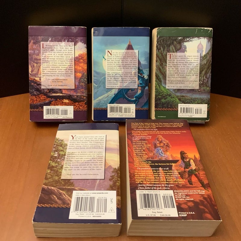DragonLance: Complete Chronicles, War of Souls Trilogy: Dragons of Autumn Twilight, Dragons of Winter Night, Dragons of Spring Dawning, Second Generation, Dragons of Summer Flame, Dragons of a Fallen Sun, Dragons of a Lost Star, Dragons of a Vanished Moon 