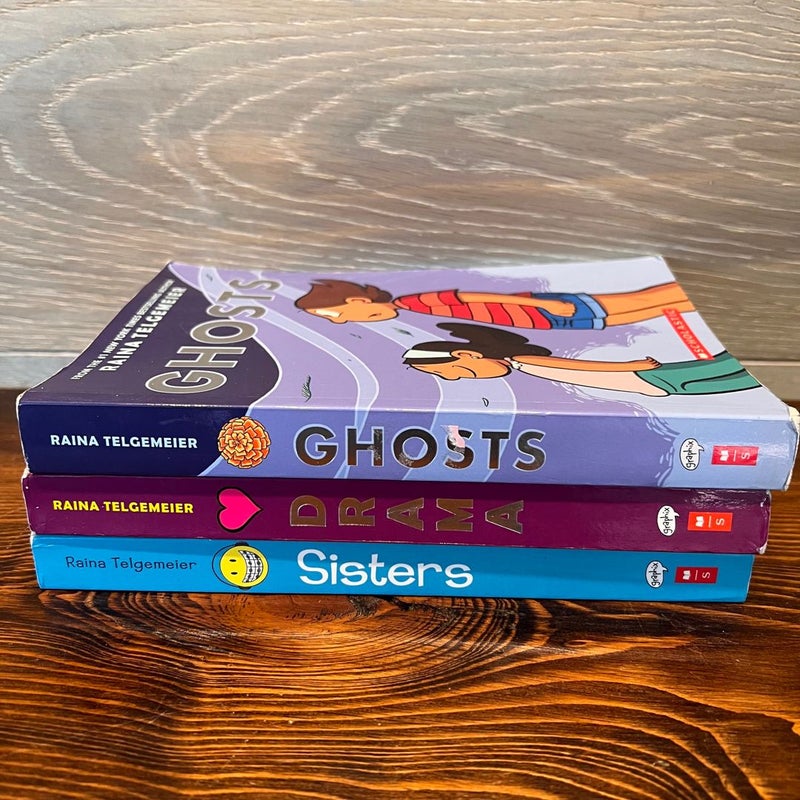 Raina Telgemeier Graphic Novels Sisters Drama Ghosts Books Young Adult Lot Of 3