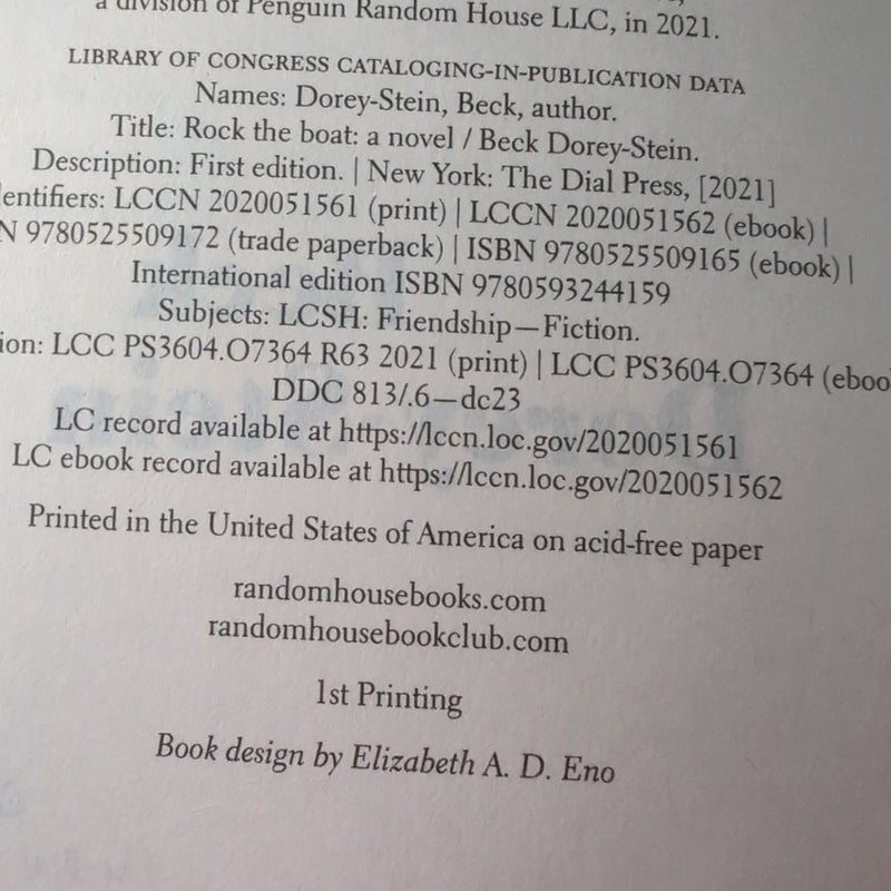 FIRST PRINTING Rock the Boat