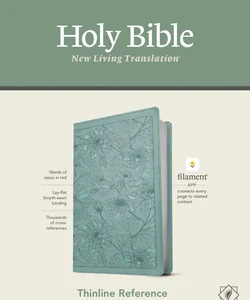 NLT Large Print Thinline Reference Bible, Filament Enabled Edition (Red Letter, LeatherLike, Floral/Teal)