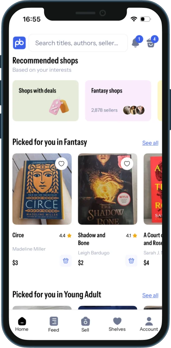 App screenshot of home page